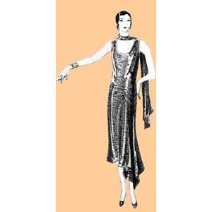  1929 German Evening Frock and Scarf Pattern   Size 18 