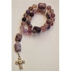  Anglican/Christian Prayer Beads Purple and Clear Glass 