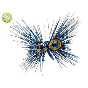   Embroidered Glittery Blue Butterfly Christmas Ornament