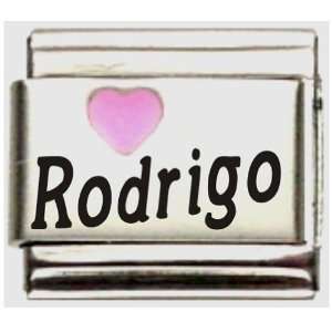  Rodrigo Pink Heart Laser Name Italian Charm Link Jewelry