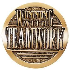  Successories Winning with Teamwork Brass Medallion Office 
