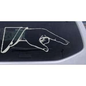 Pointing Hand Business Car Window Wall Laptop Decal Sticker    Silver 