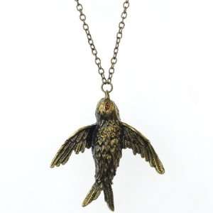  Cute Vintage Bird Dove Brass Tone Long Necklace Jewelry
