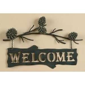  PINE CONE Lodge Welcome SIGN Metal WALL art Home Decor 