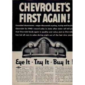  CHEVROLETS FIRST AGAIN  1940 CHEVROLET AD, A2489 