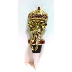   Asian Oriental Chinese Man Bejeweled Bottle Stopper. 