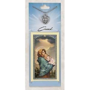 Prayer Card with Pewter Medal Prolife Rose Jewelry