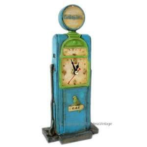  50s Retro Blue Gas Pump Table Mantle Clock / Home Decor 