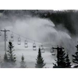 Snow Guns Pump out Man Made Snow at Bretton Woods Ski Area, New 