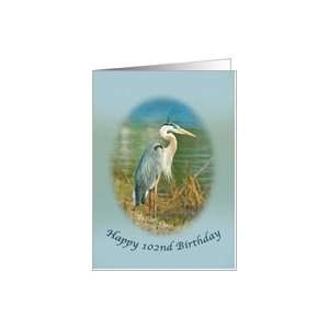  Birthday, 102nd, Great Blue Heron Card Toys & Games