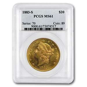  1800s S Mint $20 Gold Liberty Double Eagle MS 61 PCGS 