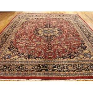  911 x 127 Red Persian Hand Knotted Wool Mashad Rug 