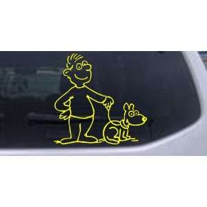 Yellow 12in X 12.2in    Man and Dog Stick Family Car Window Wall 