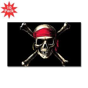  Sticker (Rectangle) (10 Pack) Pirate Skull Crossbones 