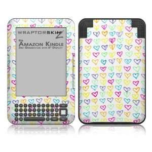 Skin for  Kindle 3 (with 6 inch display)   Kearas Hearts White 