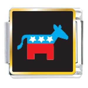  Democrat Donkey On Black Flag Italian Charms Bracelet Link 