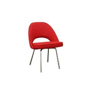  Mid Century Modern Red Twill Executive Side Chair