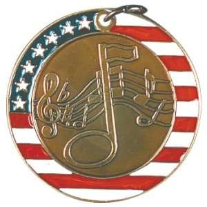  2 Stars & Stripes Music Medals with Red White Blue Neck 