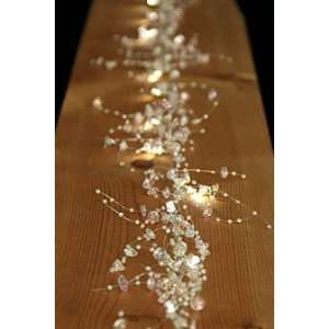  5 Foot Irridesent Crystal Bead Garland   20 White LEDS 