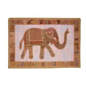 Indian Decorative Elephant Design Hanging Wall Tapestry with Sequins 