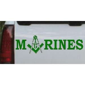  Dark Green 24in X 6.8in    Marines with Masonic Square and 