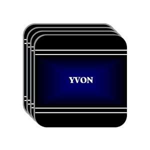 Personal Name Gift   YVON Set of 4 Mini Mousepad Coasters (black 