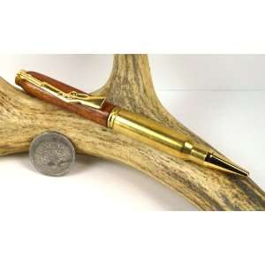  Rosewood 308 Rifle Cartridge Pen With a Gold Finish 