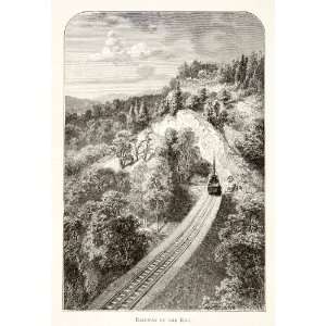  1891 Wood Engraving Rigi Switzerland Train Mountain 