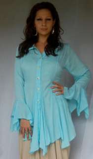 Q100 BLUE/BLOUSE TOP INSET  MADE 2 ORDER 2X 3X 4X  