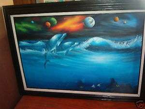 Ambrose Original Oil Painting Dolphins Earth Day Planet  