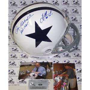  Signed Troy Aikman and Roger Staubach Helmet   Authentic 