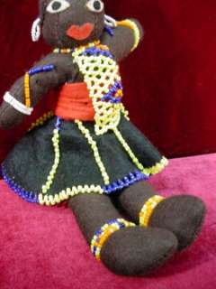 RARE Vintage 1950s SOUTH AFRICAN MISSION CLOTH DOLL Zulu DURBAN Red 