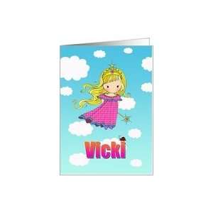  Birthday Card   Vicki Name   Fairy Princess in Clouds Card 