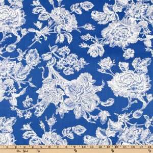  43 Wide Always & Forever Large Floral Blue/White Fabric 
