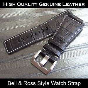 Genuine Leather Crocodile Grain Watch Strap for a Bell & Ross BR 01 
