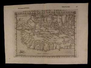 West Africa Senegal Canary Islands 1599 Ruscelli antique map w/ sea 