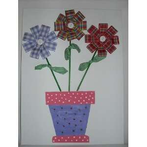   3D Fabric Flowers in a Vase Canvas Painting Kit Arts, Crafts & Sewing