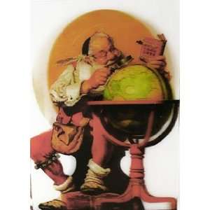   Rockwell Santa at the Globe   3D Lenticular Postcard 