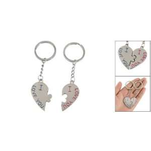  Allegra I Love You Design Pair Couple Key Chain with Heart 