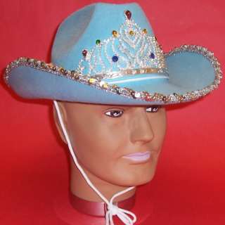 Adult Blue Cowgirl Hat Cowboy Ladies Western Tiara  