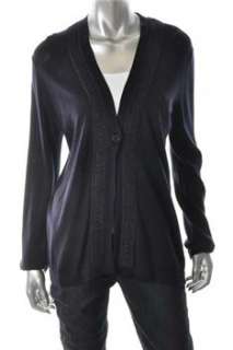 Anne Klein New York NEW Cardigan Blue Silk Sale Misses Sweater M 