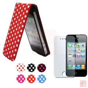 Pink POLKA DOT LEATHER FLIP CASE COVER+Screen Protector+Sticker For 