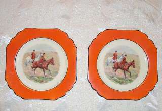 VTG ANTIQUE NHP HULL POTTERY EQUESTRIAN HORSE RIDING PLATE DISH HAND 