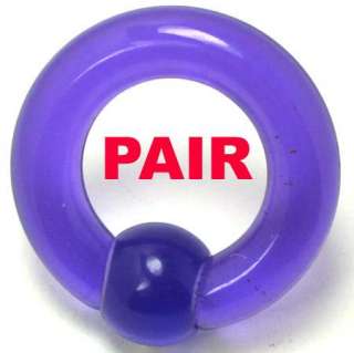 UV Acrylic Captive Rings 6g 15mm Purple Snap Bead  