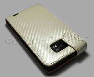 Blac carbon fiber flip case for Samsung i9100 Galaxy S2  