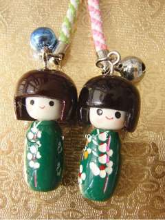 100PCS HANDMADE wooden Kokeshi doll Phone&Handbag CHARM  
