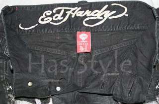 Ed Hardy Mens Death Or Glory Rhinestone black Jeans 36  