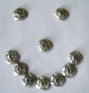   Silver Pokadotted Bead Caps 7.5mm Zinc Alloy LEAD FREE 
