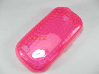 Plastic Soft Rhomb Skin Cover Case For Samsung i5500 Galaxy 5 Hot Pink 