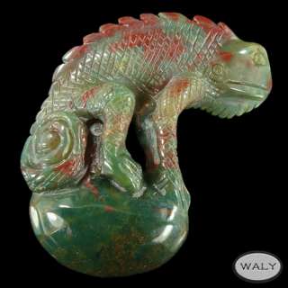 Stunning Carved Multi Color Agate Lizard Pendant Bead  